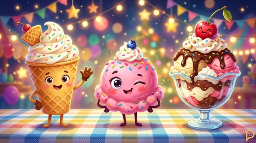 Cone, Scoop, Sundae & Topping Ice Cream Puns