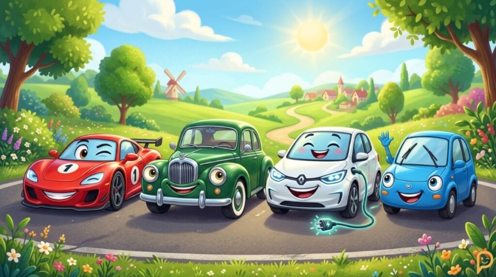 Race Car, Classic Car, Electric Car, and Vehicle Puns